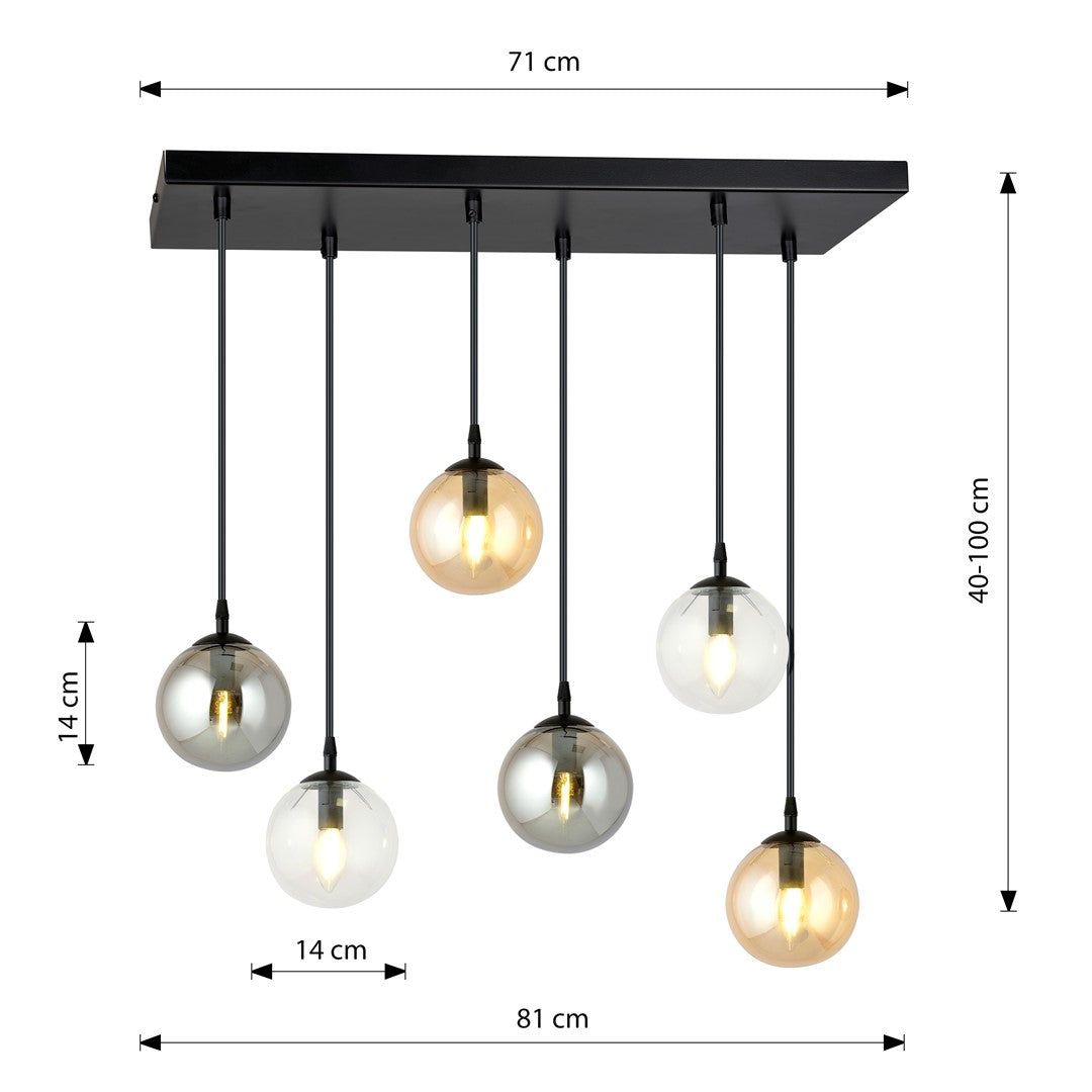 Loftlampe COSMO 6 - Sort / Grafit / Rav - Nordic Unique
