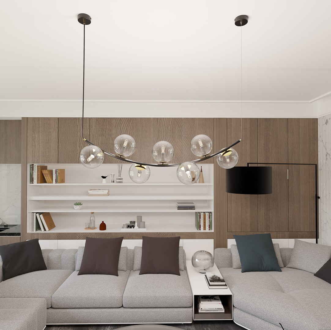 Loftlampe RITZ 7 Gennemsigtig - Sort / Guld - Nordic Unique