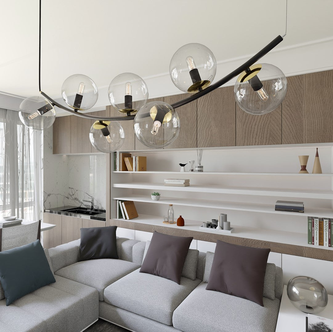 Loftlampe RITZ 7 Gennemsigtig - Sort / Guld - Nordic Unique