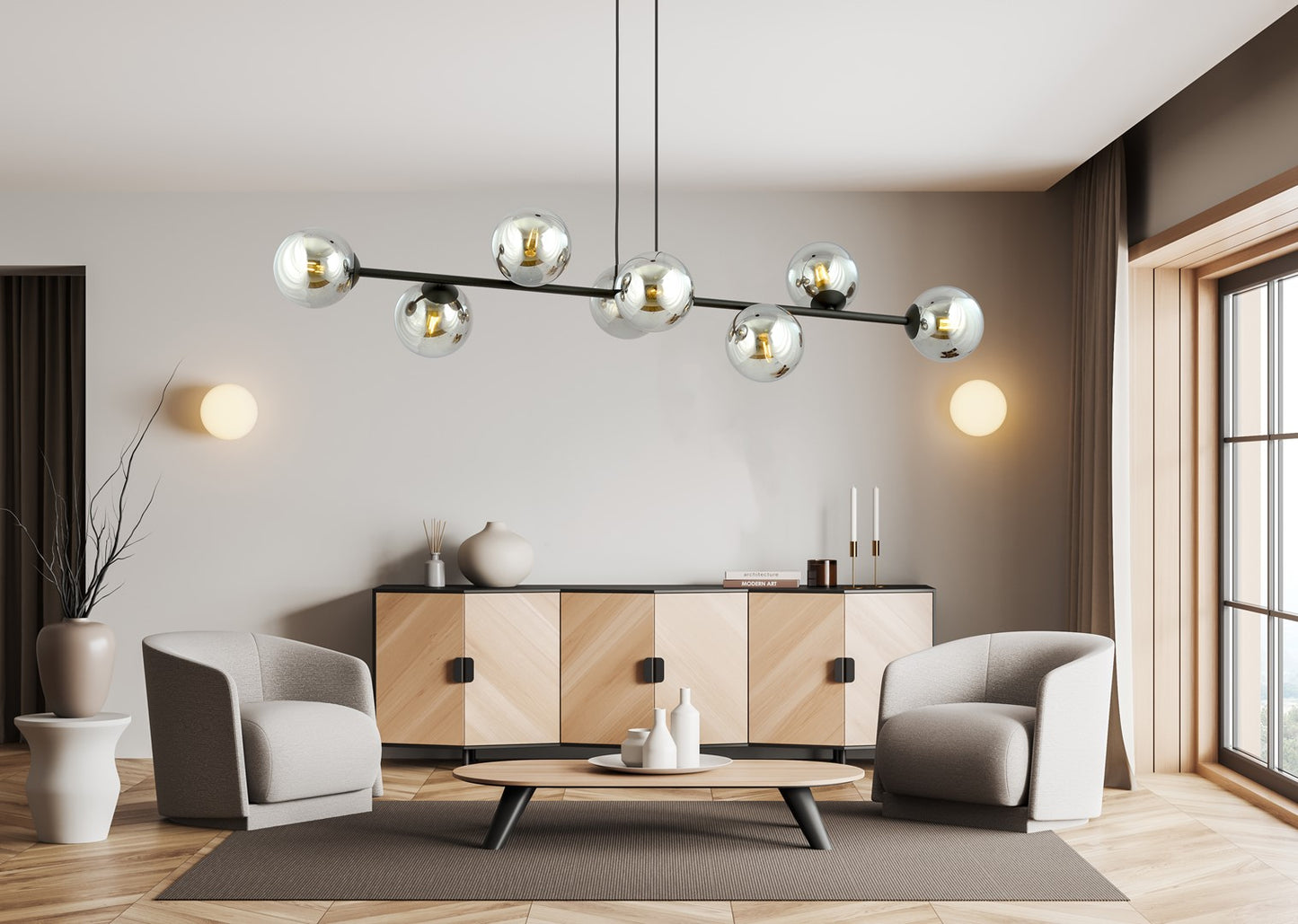 Loftlampe ROSSI 8 - Sort / Grafit - Nordic Unique