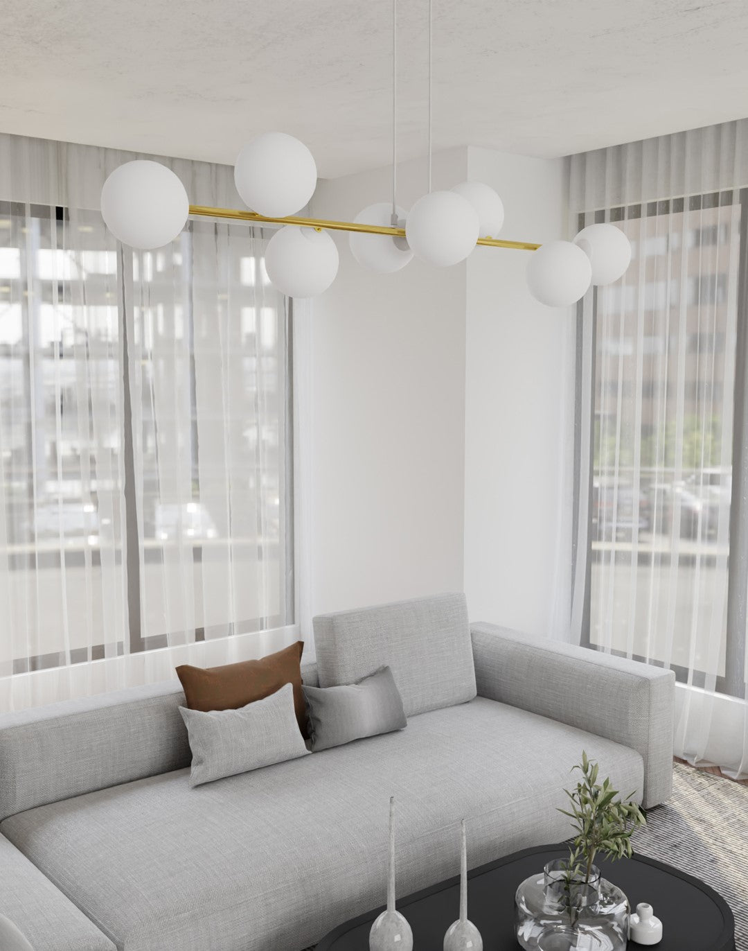 Loftlampe GRAVITY 8 - Hvid / Guld - Nordic Unique