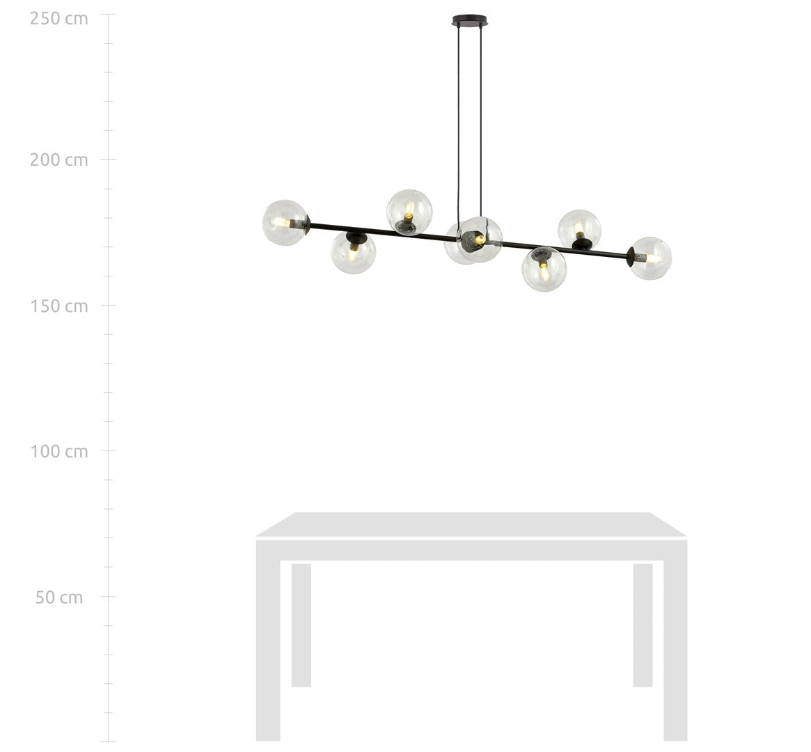 Loftlampe ROSSI 8 Gennemsigtig / Sort - Nordic Unique