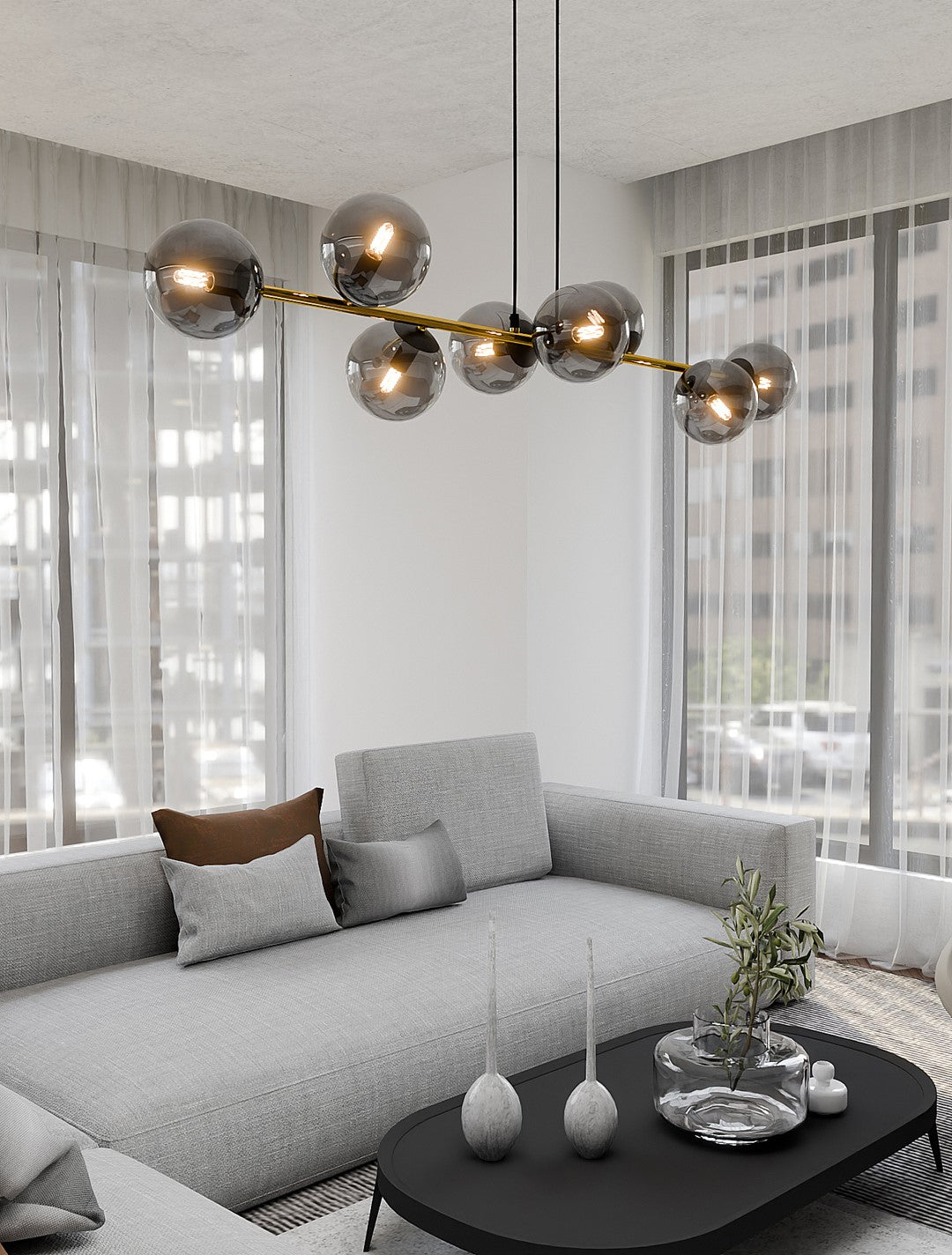 Loftlampe GRAVITY 8  Sort / Grafit / Guld - Nordic Unique