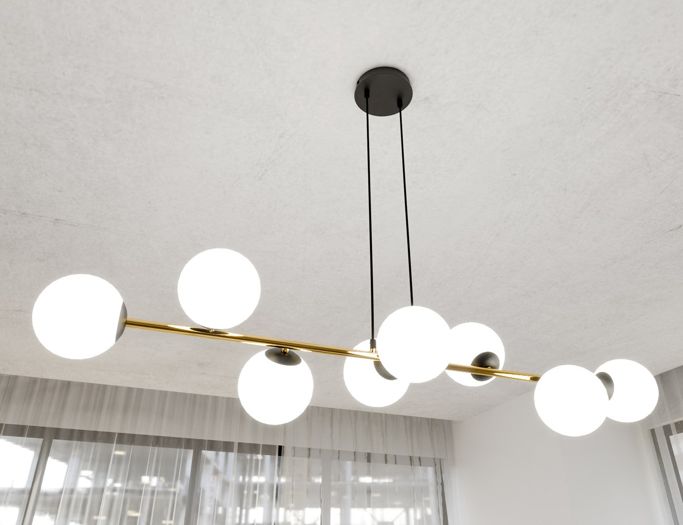 Loftlampe GRAVITY 8 - Sort / Hvid / Guld - Nordic Unique