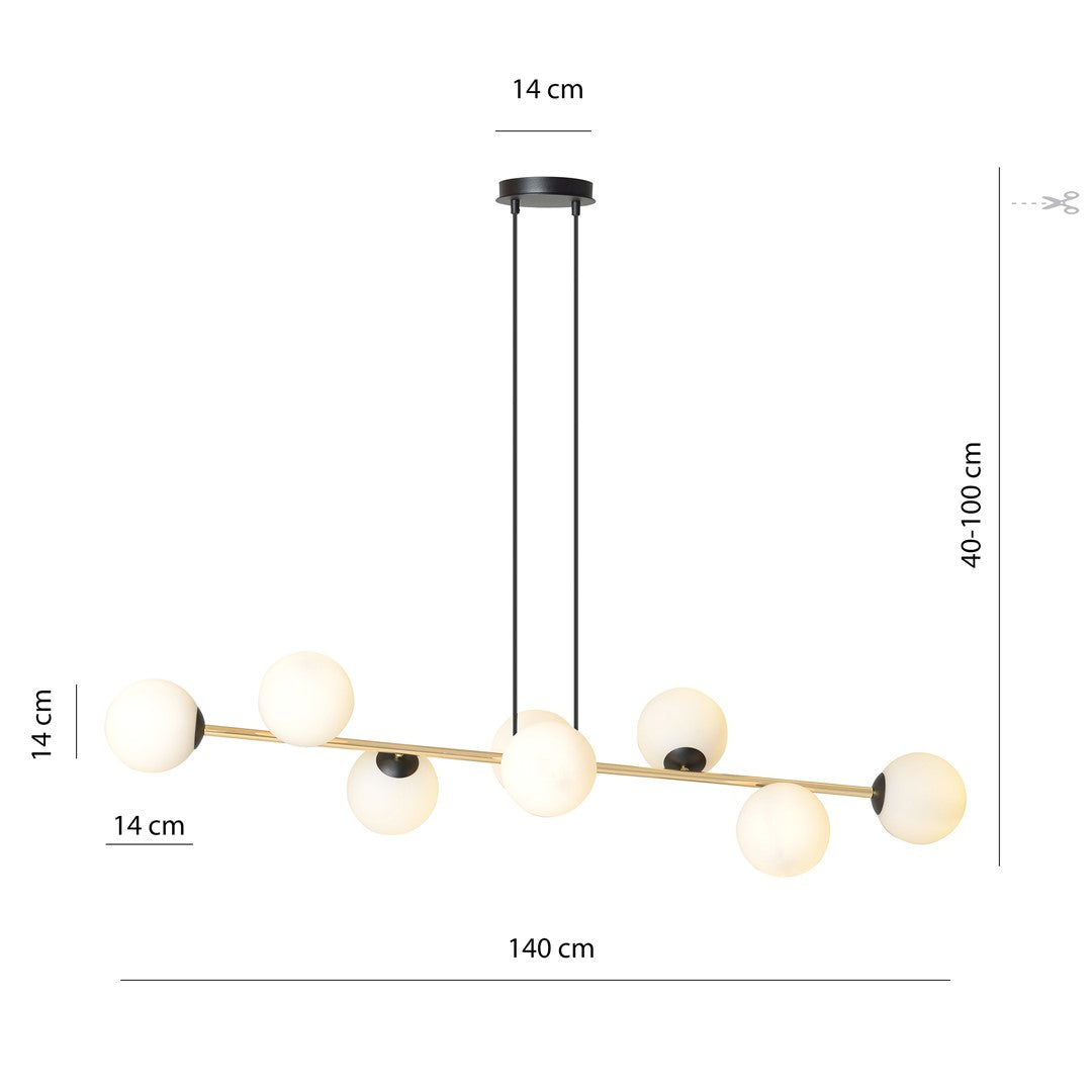 Loftlampe GRAVITY 8 - Sort / Hvid / Guld - Nordic Unique