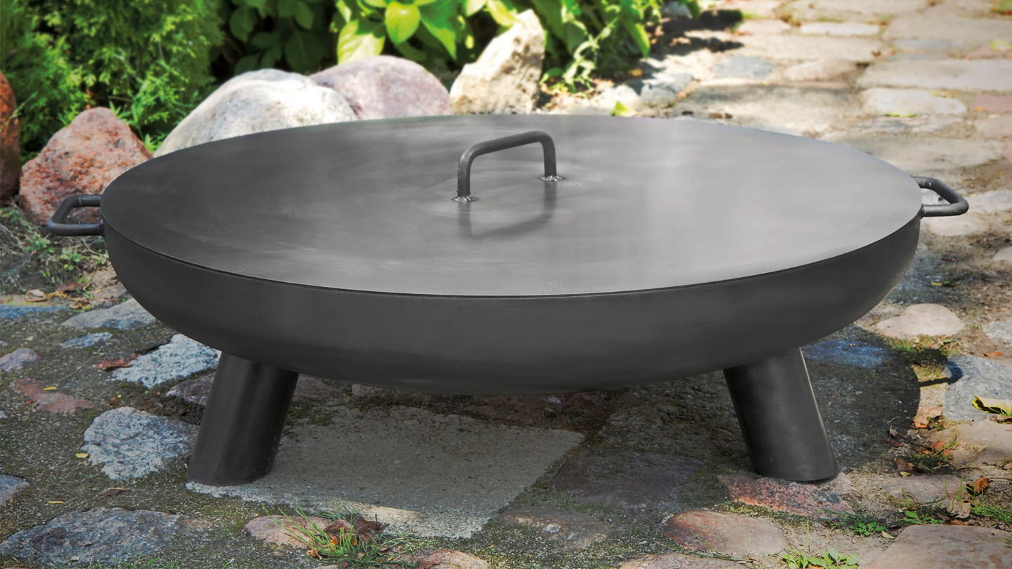 Bålfad Låg/Dæksel 80 cm – Industrielt Look - Nordic Unique