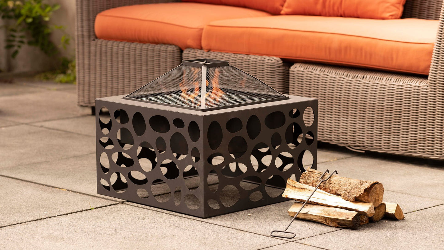 Mikor Bålfad Med Grillrist - Sort - Nordic Unique