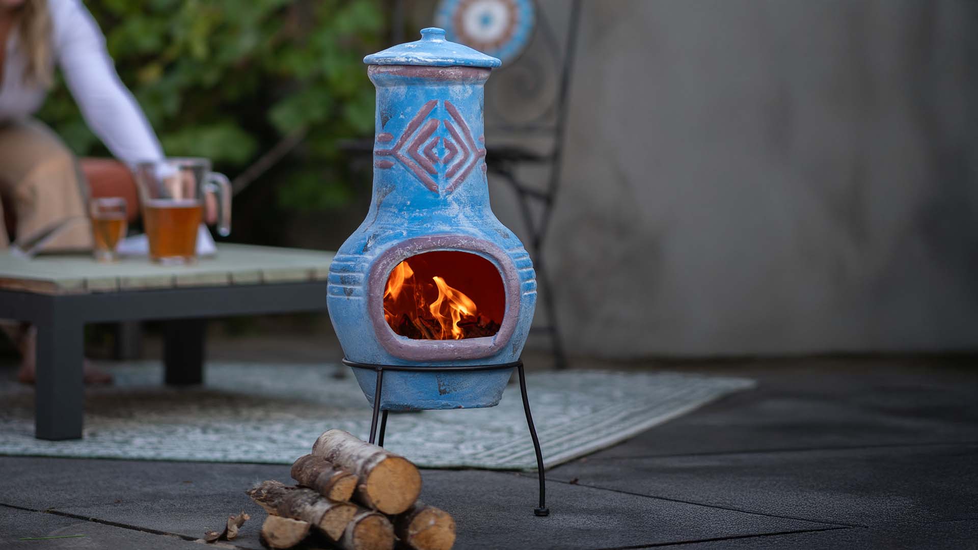 Colima Bålfad Mexicansk Lerpejs – Blå / Rød - Nordic Unique