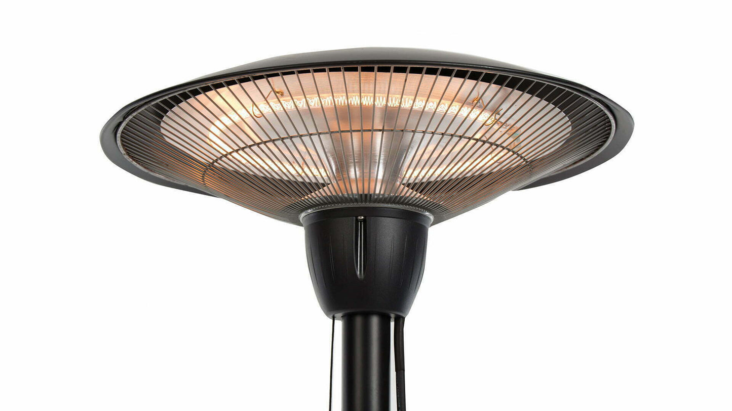 Barcelona Bright Fritstående Terrassevarmer – Sort (1500W) - Nordic Unique