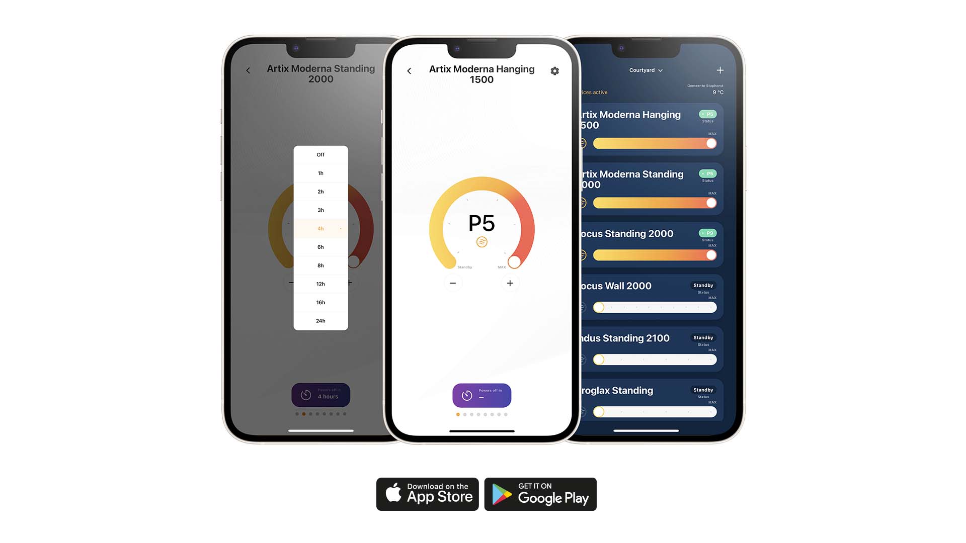 Moderna Artix Ultra SMART Fritstående Terrassevarmer – Sort (2000W) - Nordic Unique