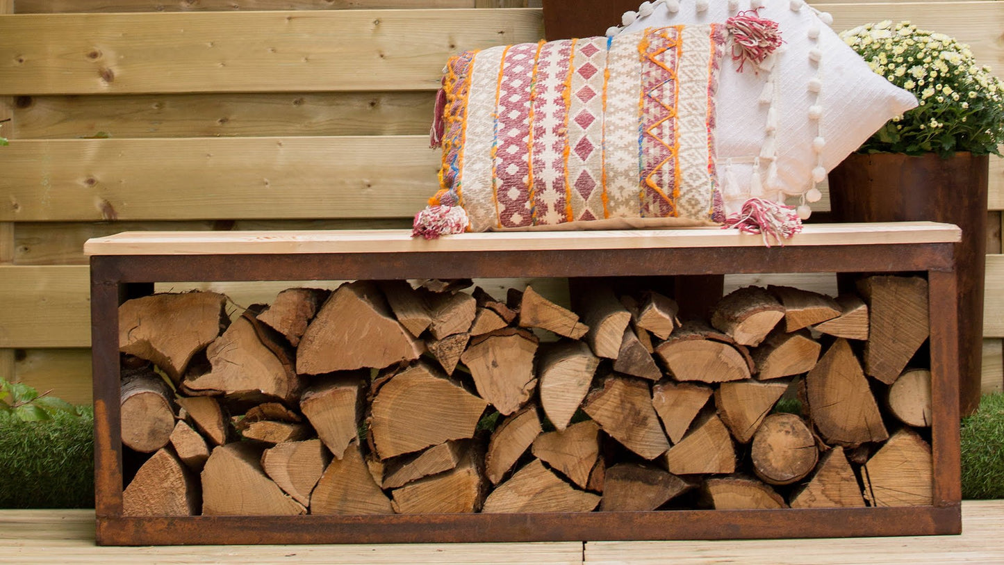 Tyr Håndlavet Brændereol Bænk 120 cm – Rust - Nordic Unique