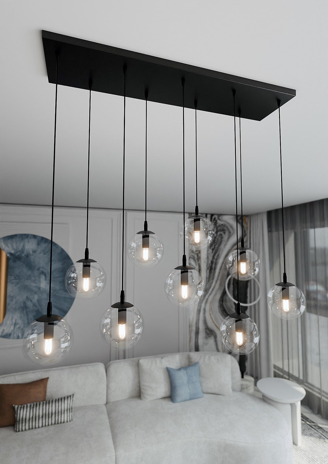 Loftlampe COSMO 9 Gennemsigtig - Sort - Nordic Unique