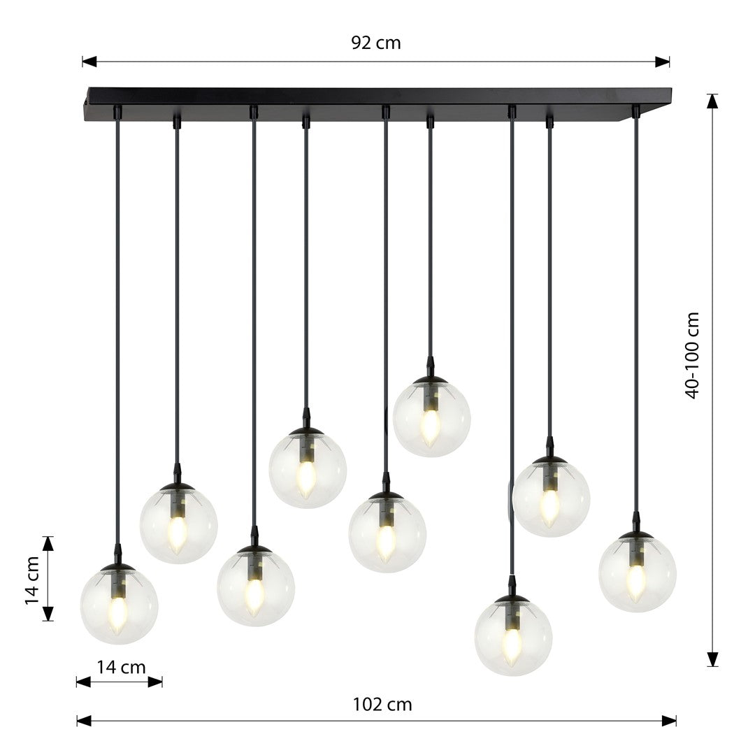Loftlampe COSMO 9 Gennemsigtig - Sort - Nordic Unique