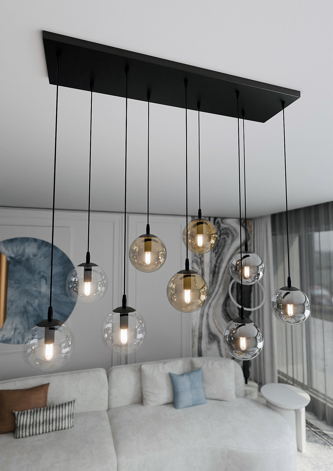 Loftlampe COSMO 9 - Sort / Grafit / Rav - Nordic Unique