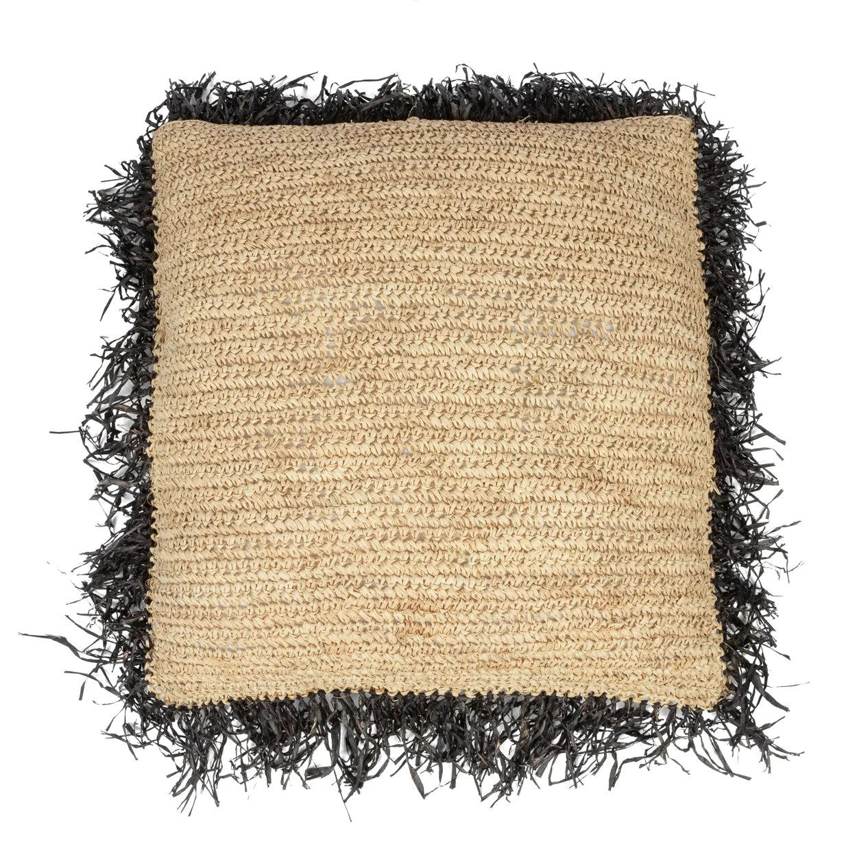 Raffia Pudebetræk Firkantet - Naturlig Sort - 60x60cm