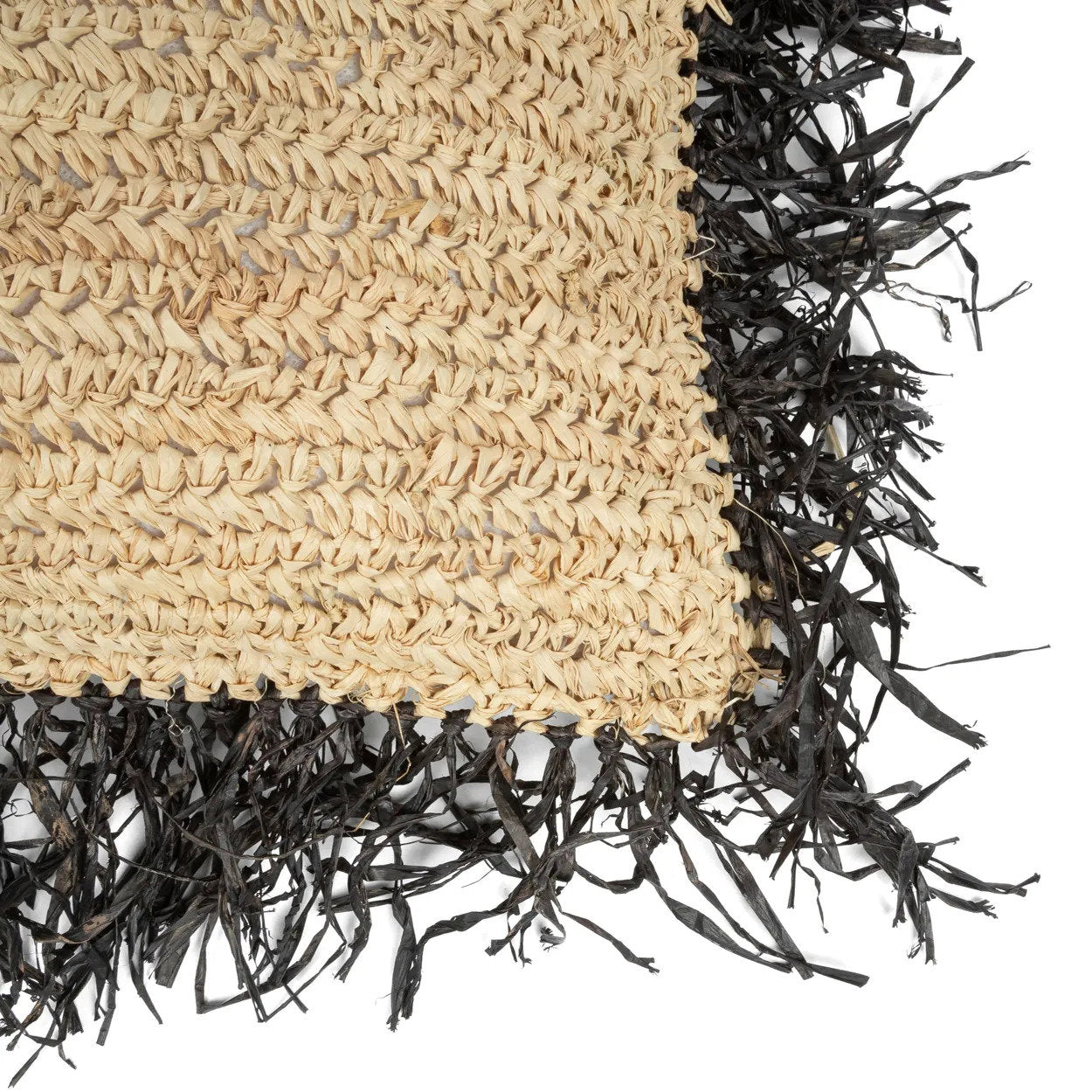 Raffia Pudebetræk Firkantet - Naturlig Sort - 60x60cm