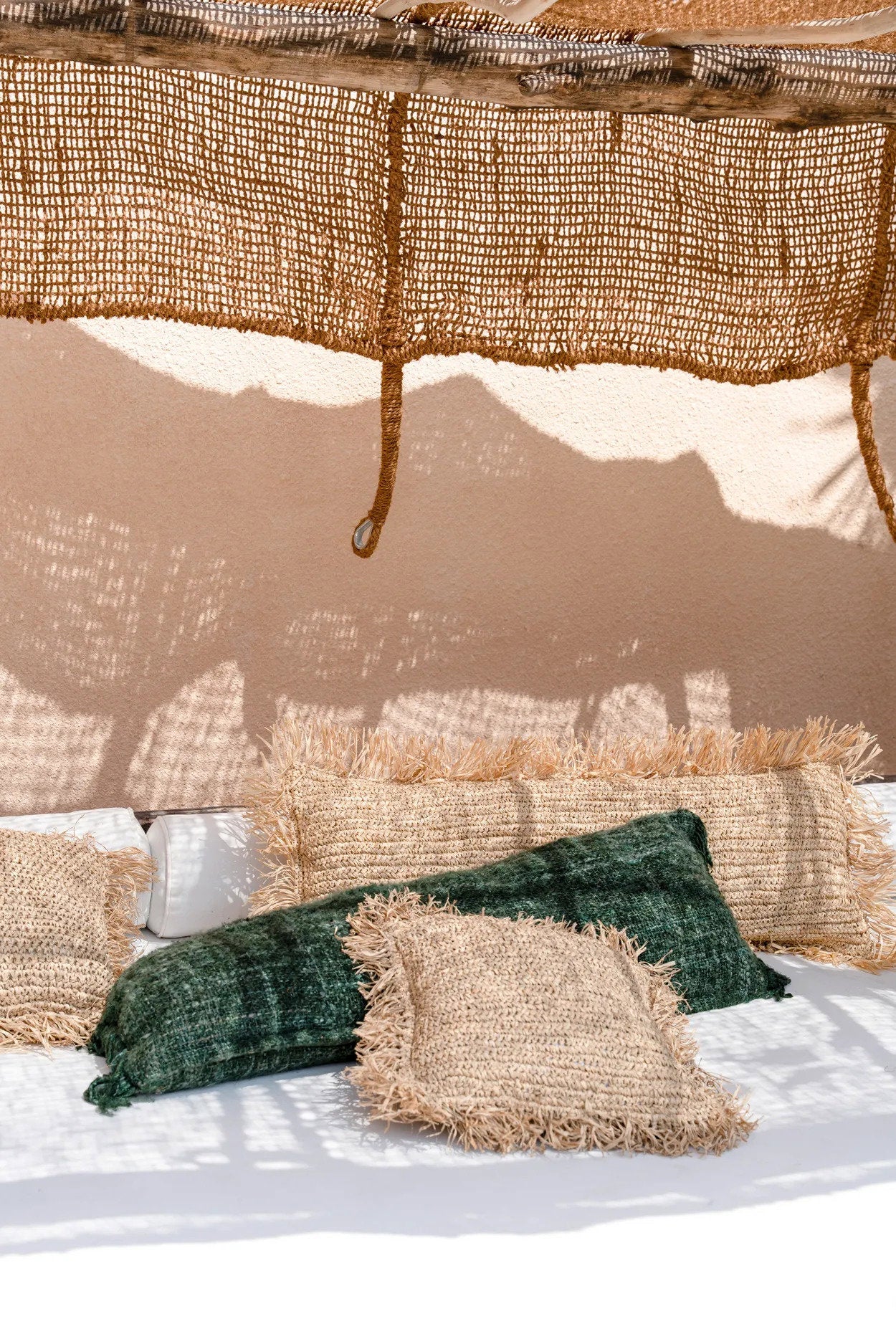 Raffia Pudebetræk Rektangulær - Naturlig - 35x100cm