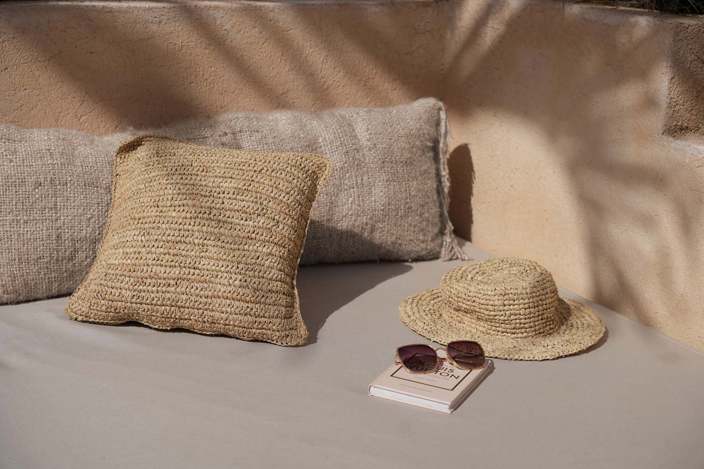 Raffia Flores Cushion Cover Square - Natural - 40x40cm