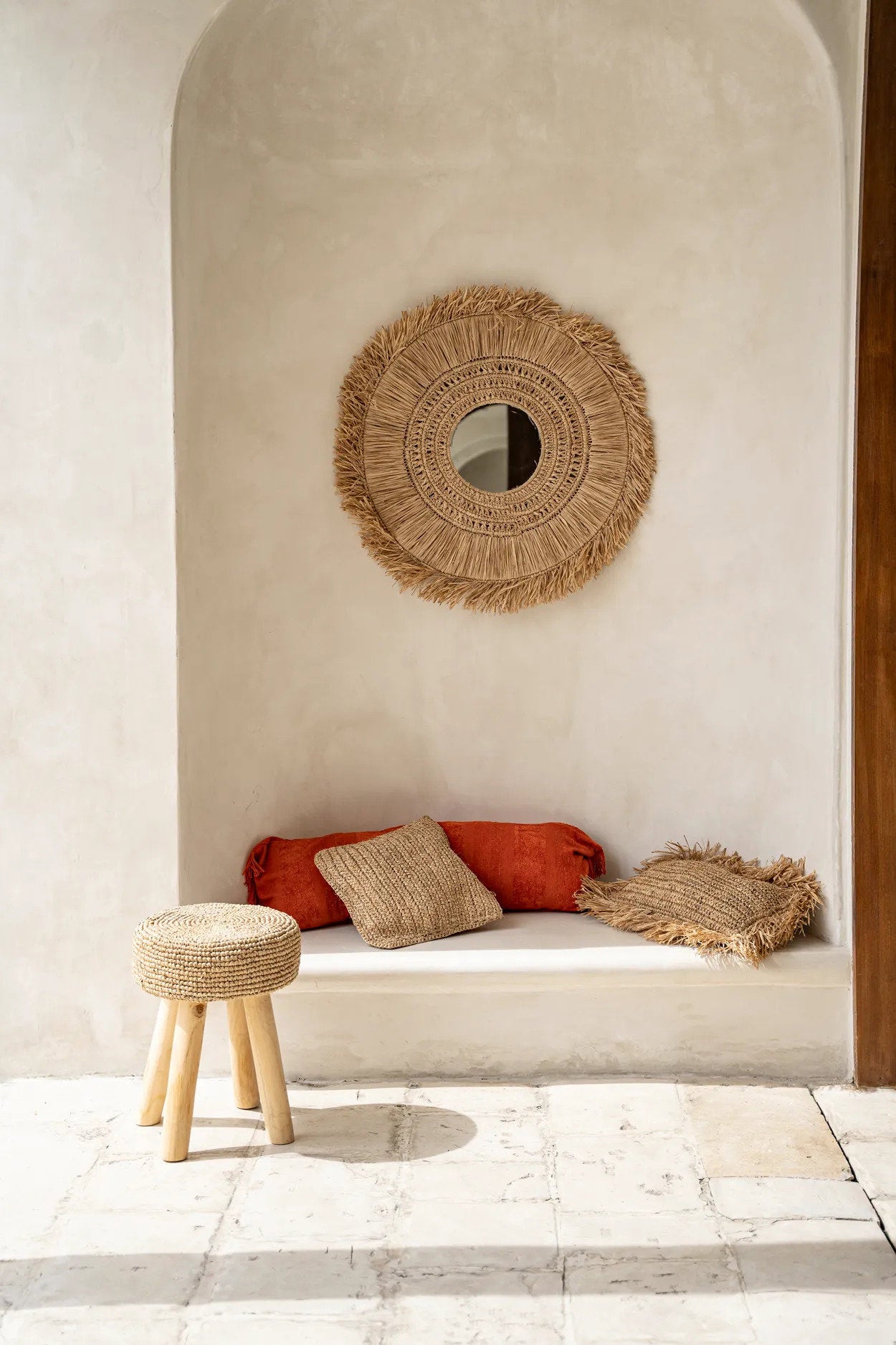 Raffia Flores Cushion Cover Square - Natural - 40x40cm