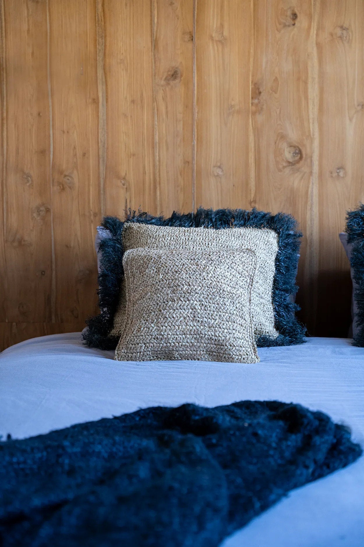Raffia Flores Cushion Cover Square - Natural - 40x40cm