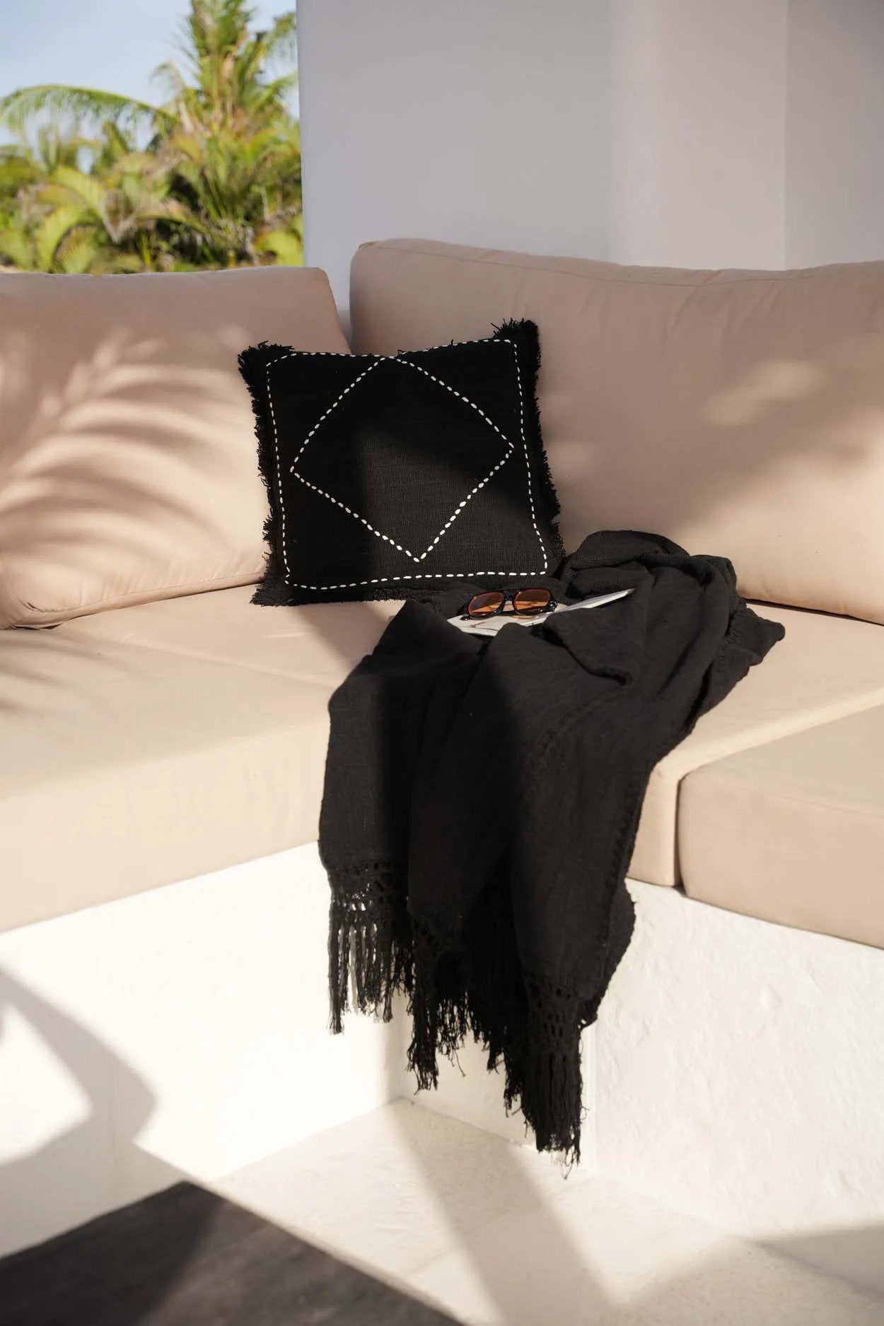 Kasbah Cushion Cover - Black White