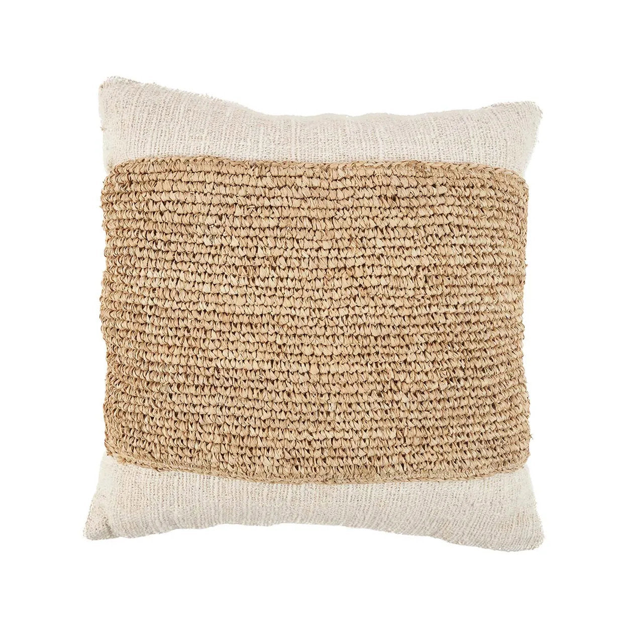 Raffia Stamp Cushion Cover - Natural