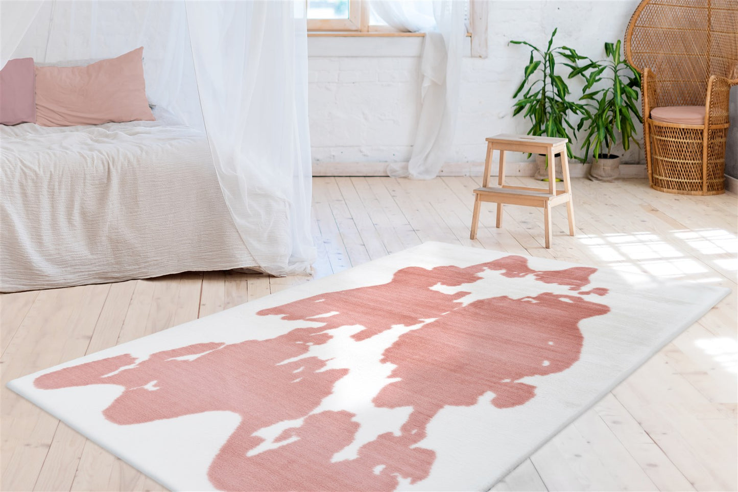 Tæppe Kanin Mønster 500 - Rosa / Hvid 160cm x 230cm - Nordic Unique