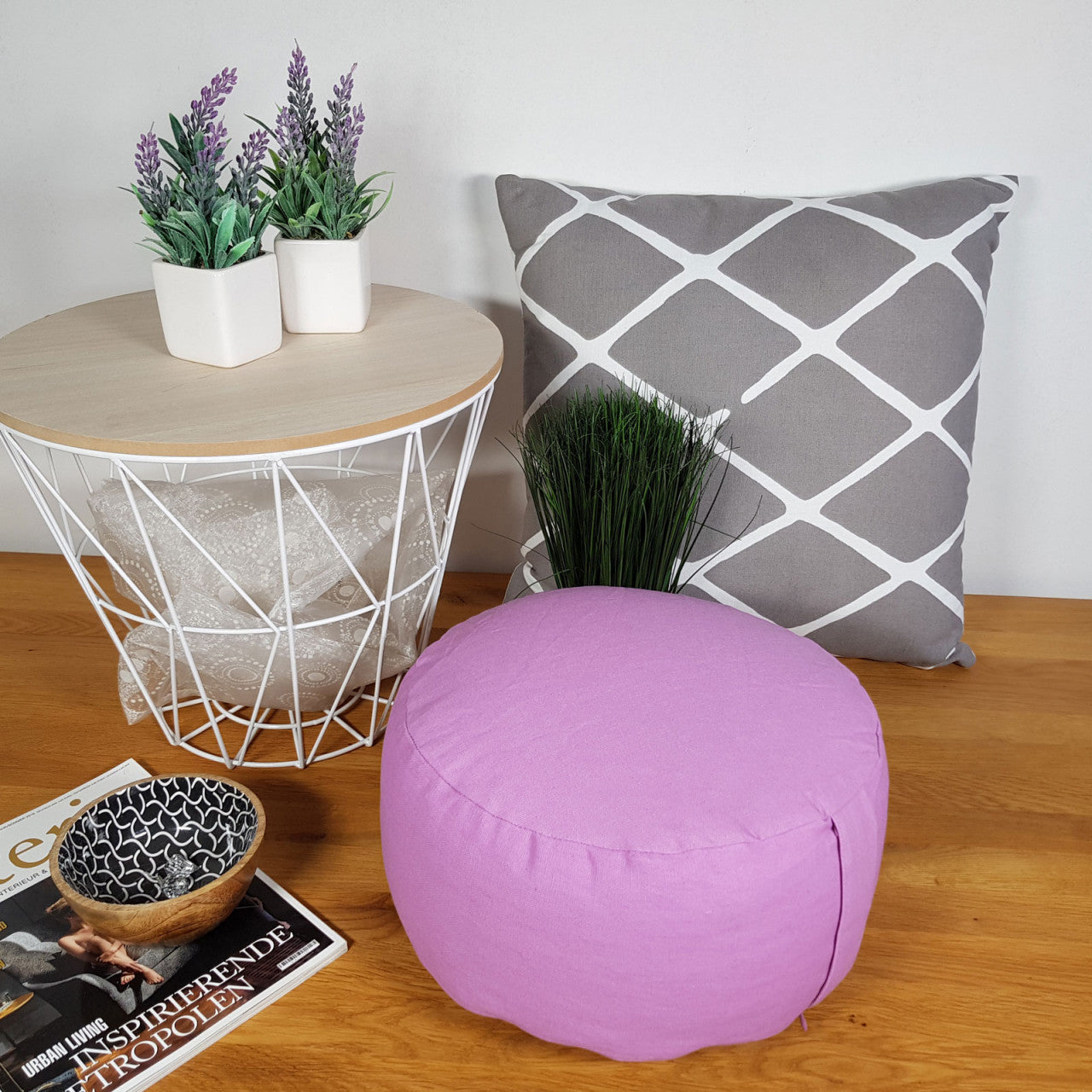 Yogapude & Meditationspude Lotus rund - H16 x Ø31 cm - Lyserød - Nordic Unique