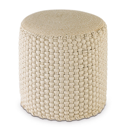 Merino Pouf – Udendørs/Indendørs Ø40 x H45 cm – Beige / Hvid - Nordic Unique