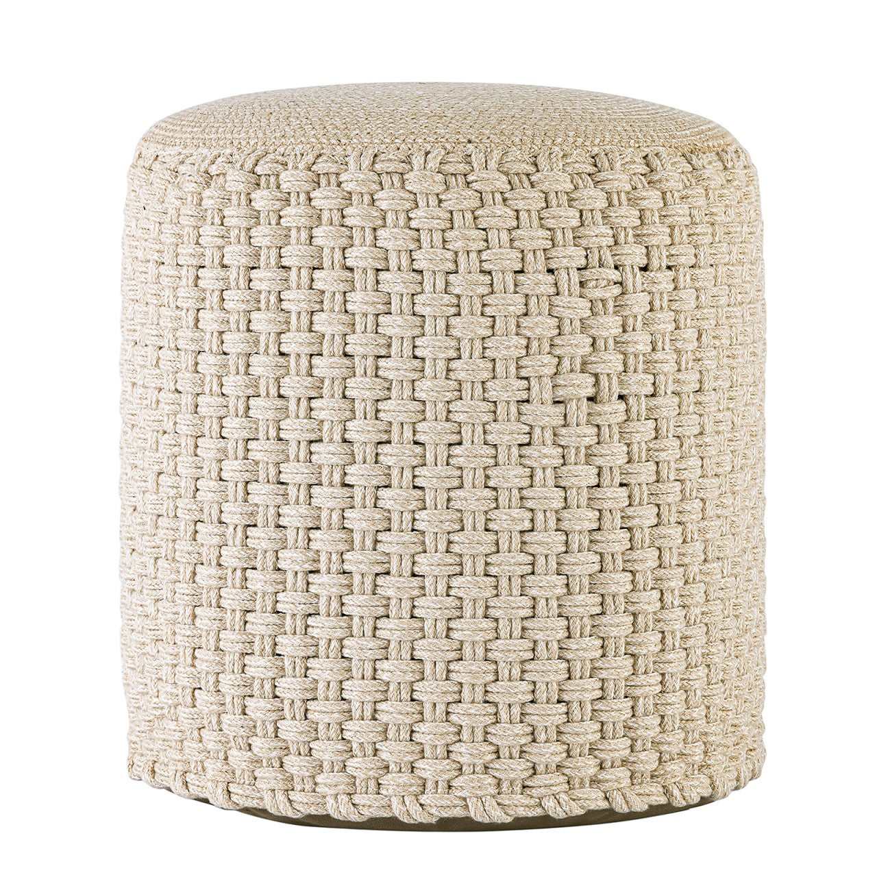 Merino Pouf – Udendørs/Indendørs Ø40 x H45 cm – Beige / Hvid - Nordic Unique