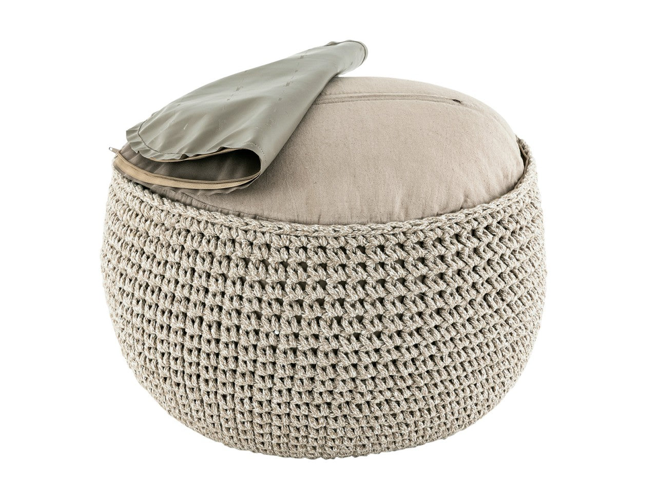 Puf Grovstrik Ø55  100% Genbrugsbomuld - Nordic Unique