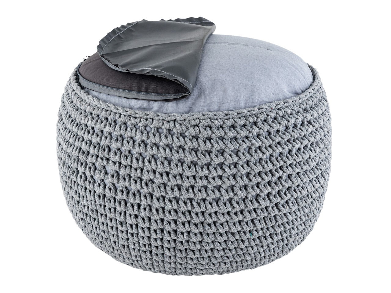 Puf Grovstrik Ø55 H37 100% Genbrugsbomuld - Nordic Unique