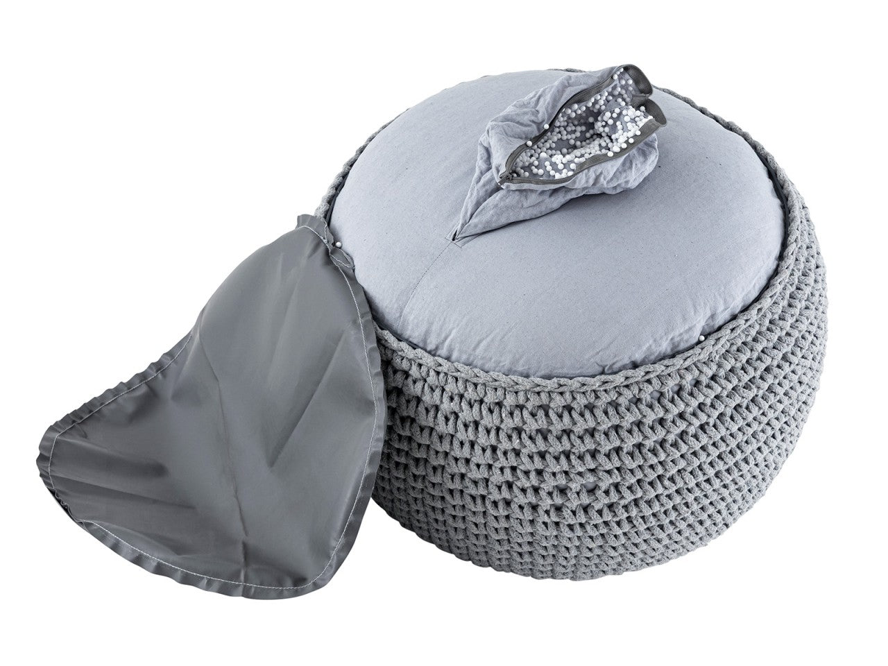 Puf Grovstrik Ø55 H37 100% Genbrugsbomuld - Nordic Unique