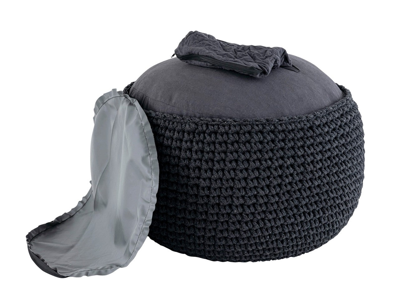 Puf Grovstrik Ø55 H37 - Sort Grå - Nordic Unique