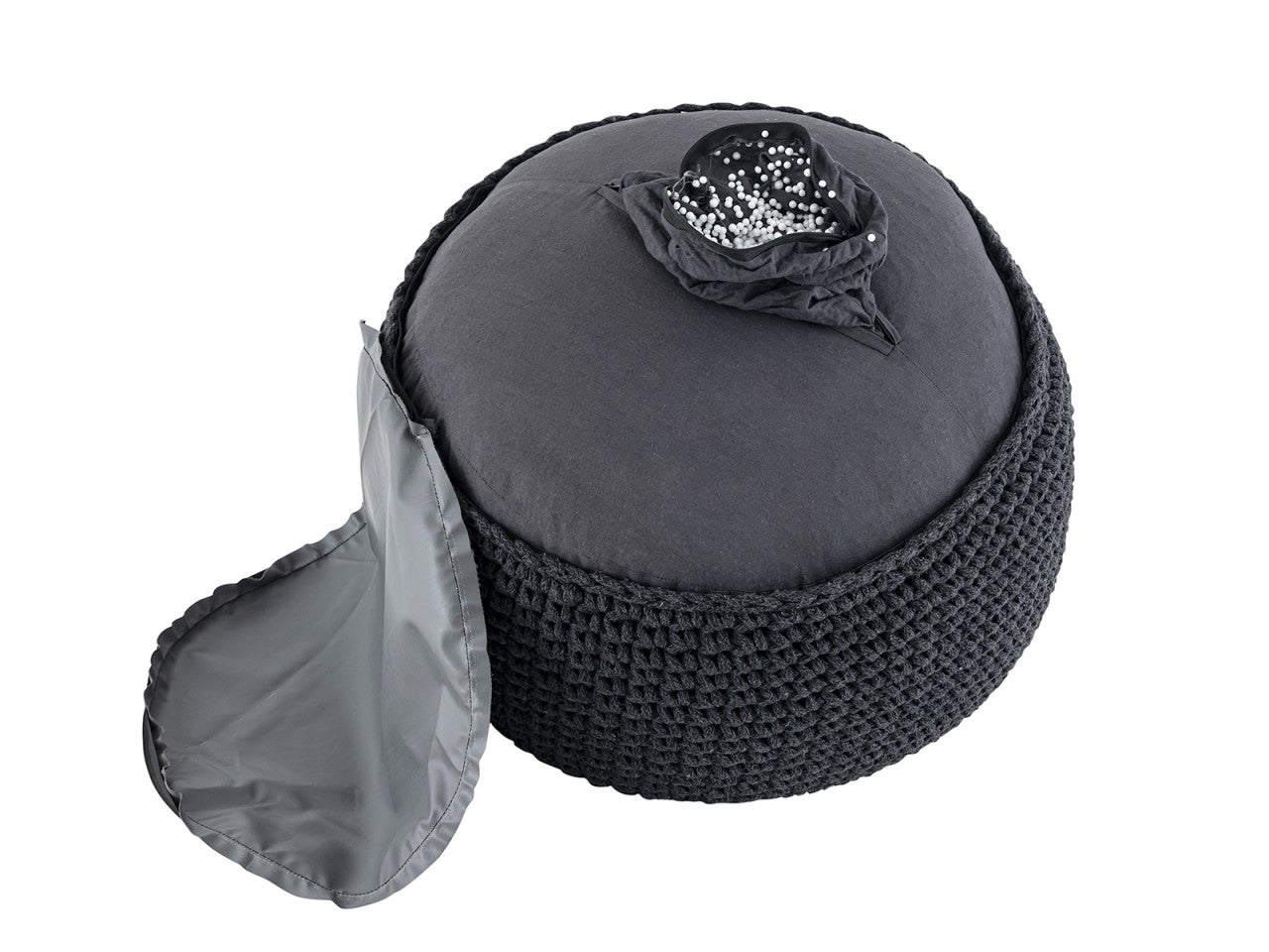 Puf Grovstrik Ø55 H37 - Sort Grå - Nordic Unique