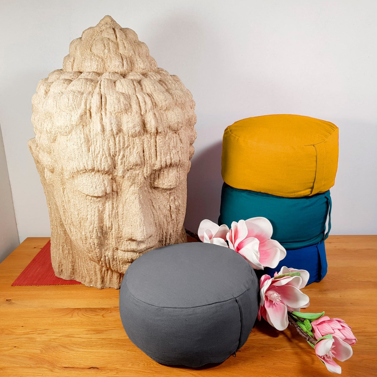 Yogapude & Meditationspude Rund - H20 x Ø31 cm - Grå - Nordic Unique