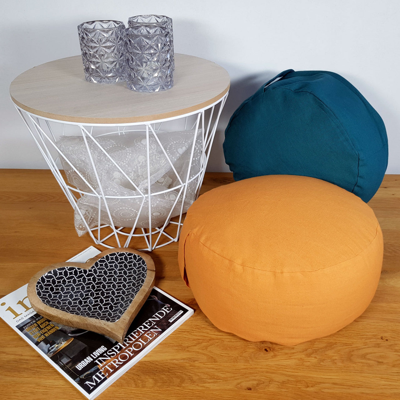 Yogapude & Meditationspude Rund - H20 x Ø31 cm - Gul - Nordic Unique