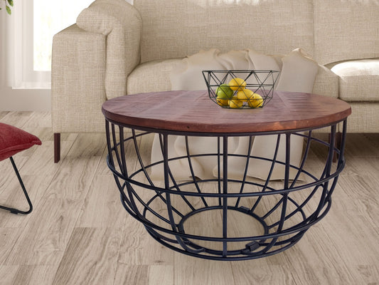 Lexington rundt sofabord – bæredygtigt design i massivt træ - Mørk Ø75cm