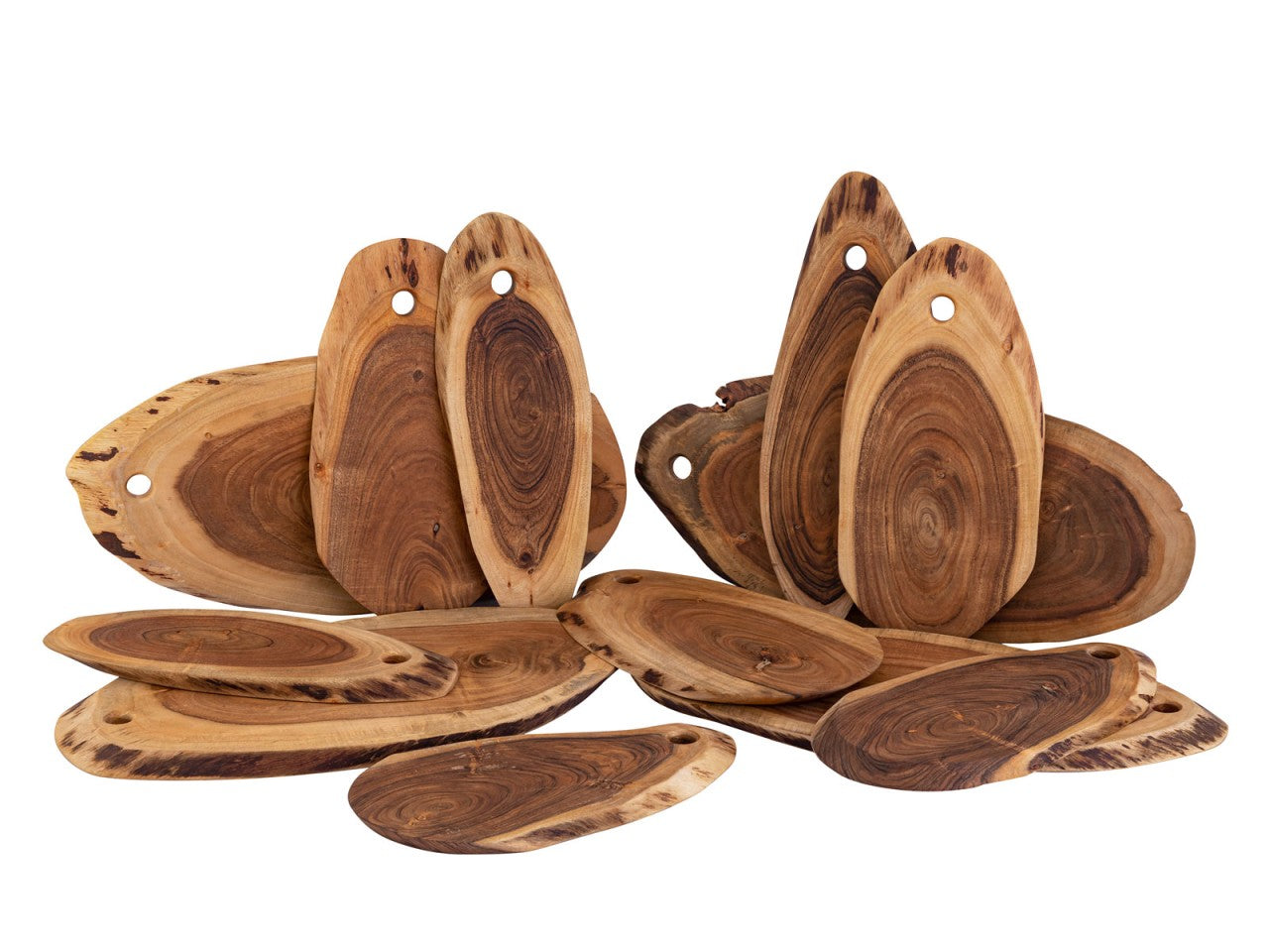 Serveringsbræt i Akacietræ – Håndlavet Træskive i Sæt af 4 - Nordic Unique