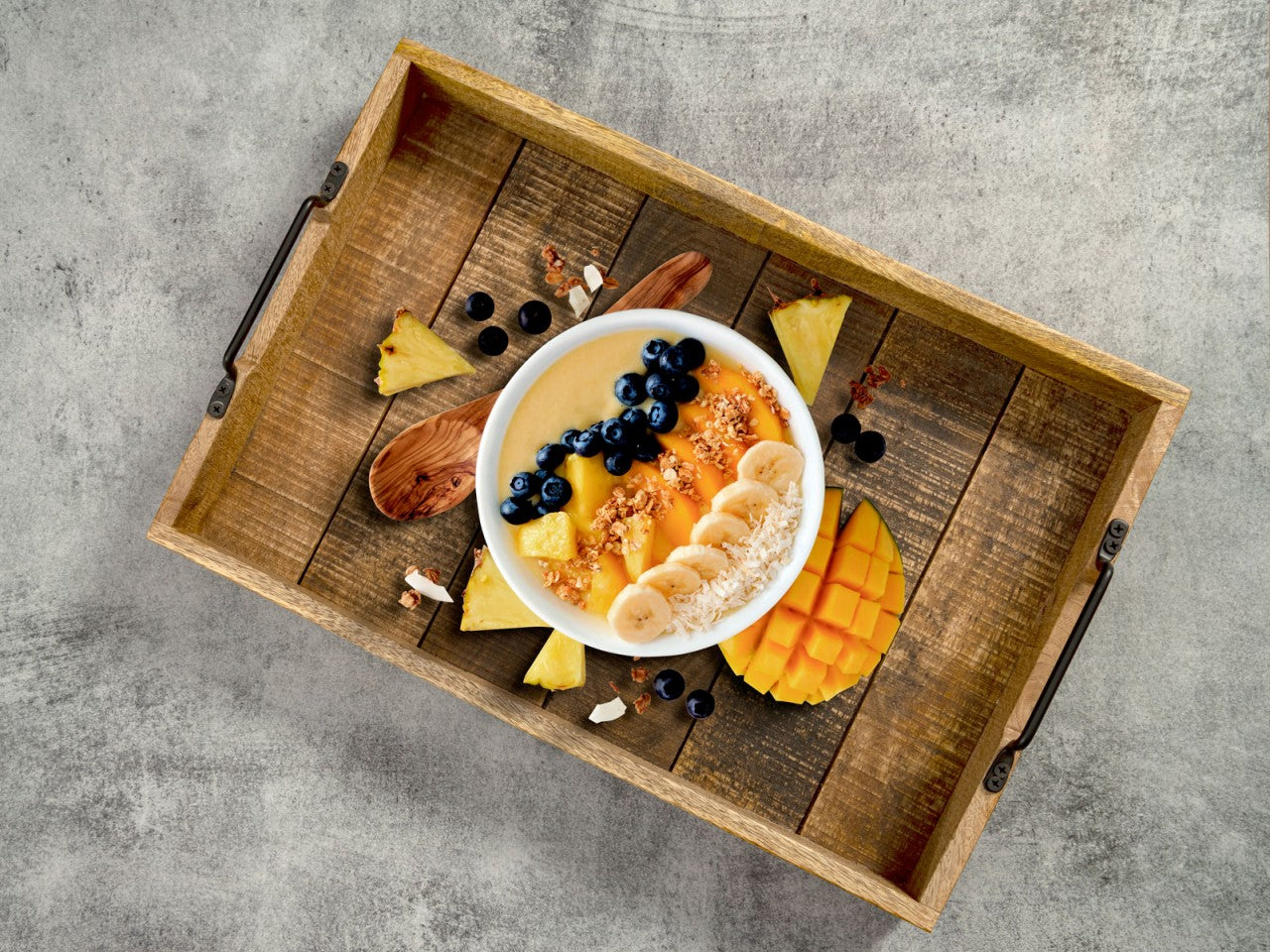 Træbakkesæt 2 stykker 46x31cm Serveringsbakke - Mangotræ - Nordic Unique