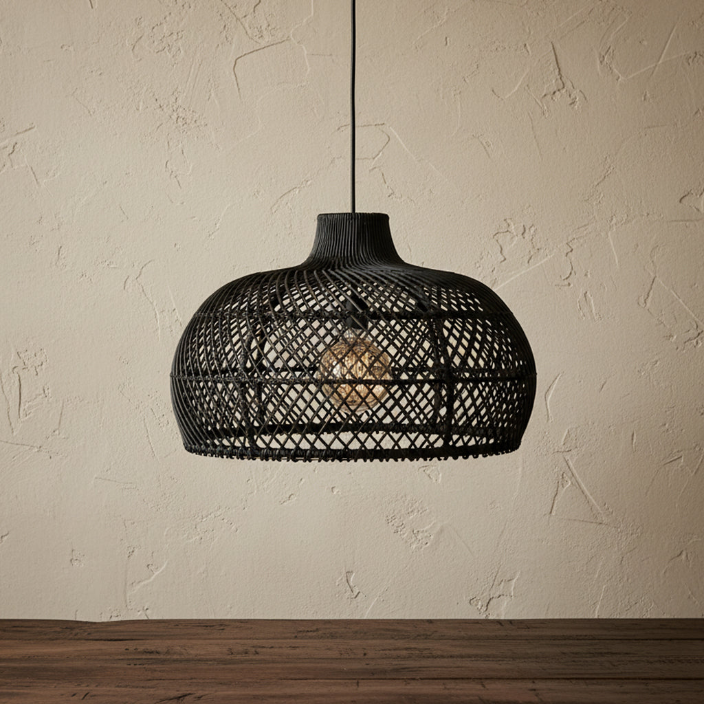 Maze rattan pendel sort - Ø 57x36 cm