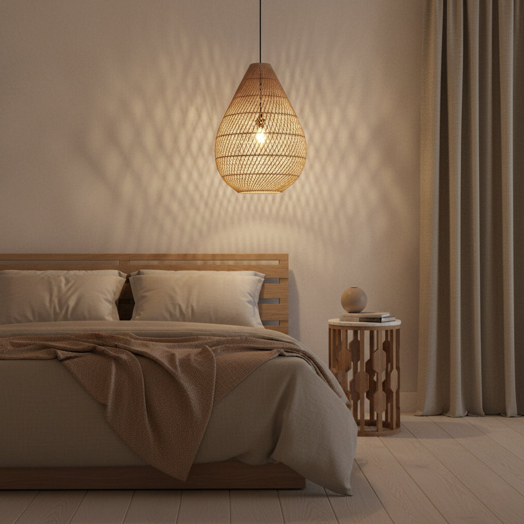 Maze dråbeformet rattanpendel natur - Ø 45 x 65 cm