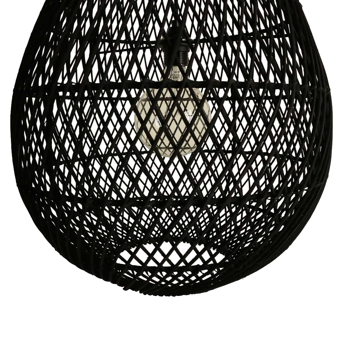 Maze dråbeformet rattan hængelampe sort - Ø 45x65 cm