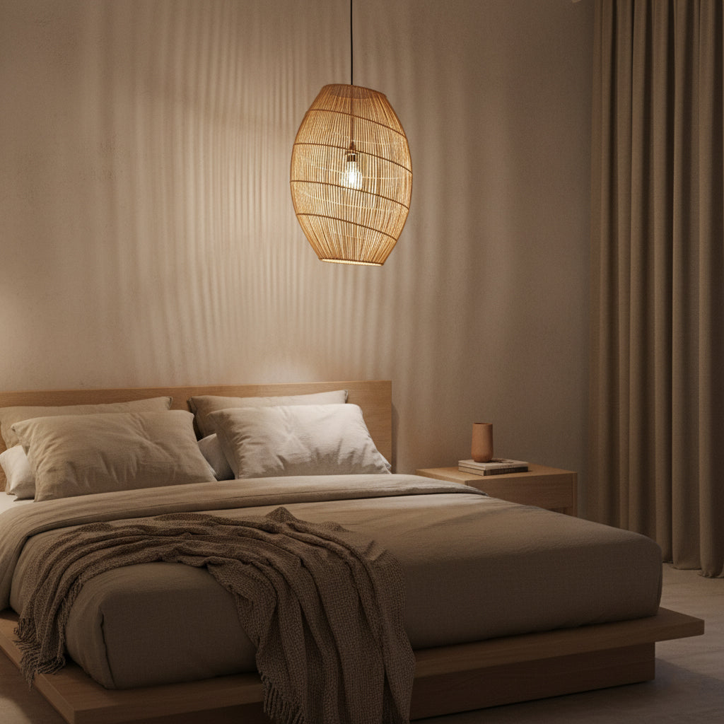 Luna rattan hængelampe Halo - Ø 40x60 cm
