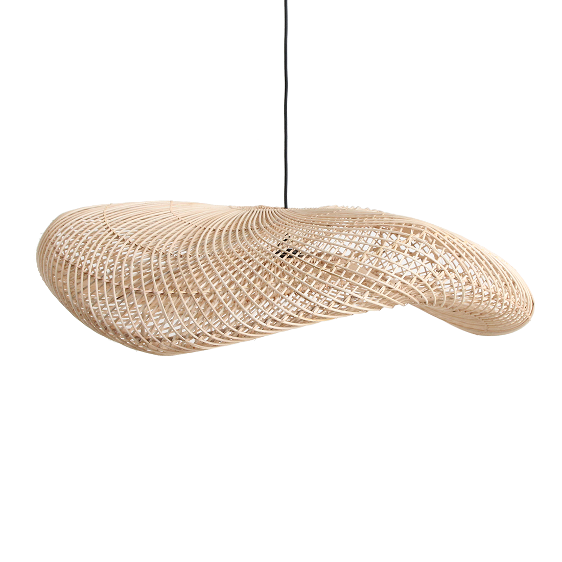 Wave rattan hængelampe XL - Ø90x22 cm