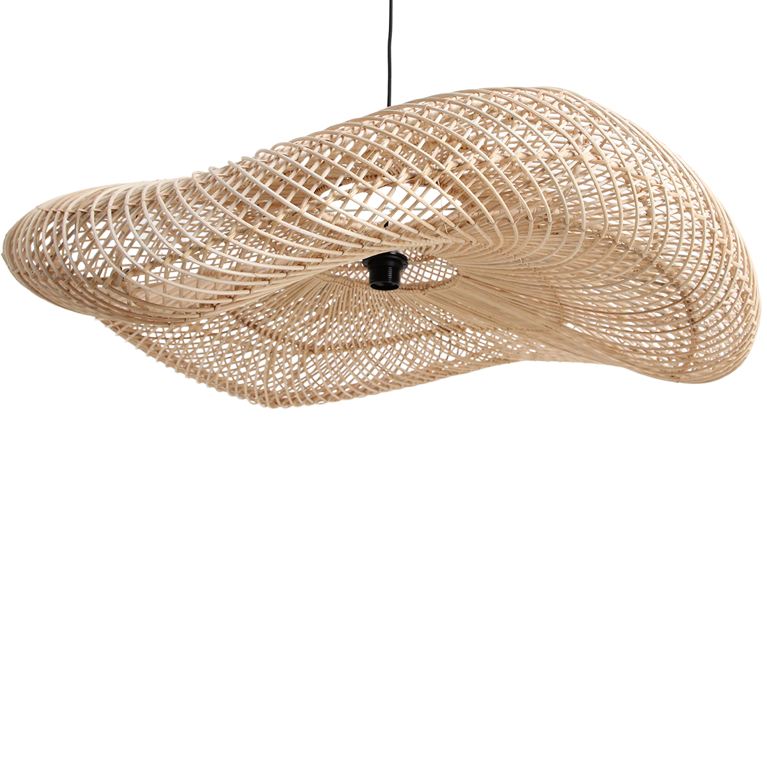 Wave rattan hængelampe XL - Ø90x22 cm