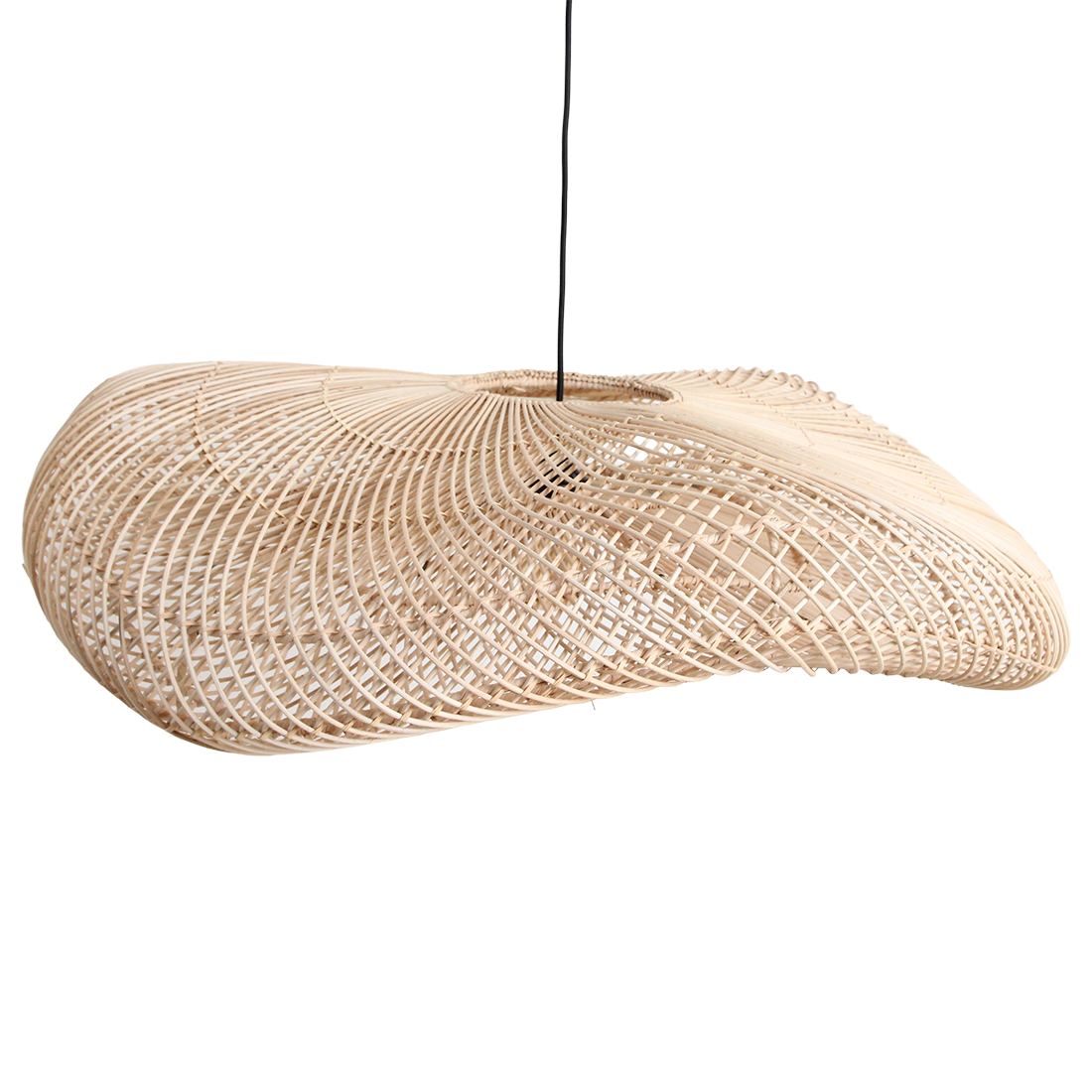 Wave rattan hængelampe XL - Ø90x22 cm