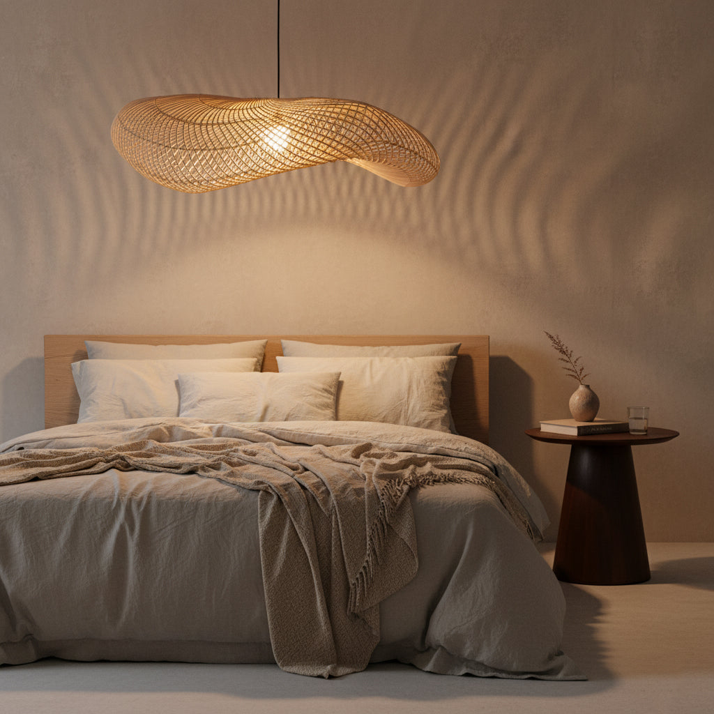 Wave rotanlampe XXL - Ø115x35 cm