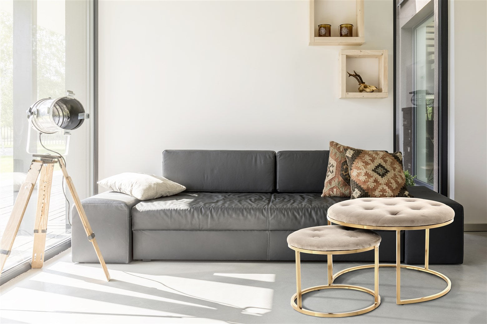 Puf Myla 100 2 stk - Taupe / Guld - Nordic Unique