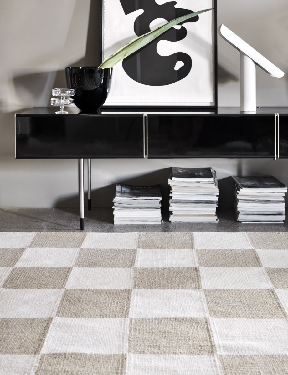 Tæppe Kvadrater 200x300cm - Hvid/Naturlig - Nordic Unique